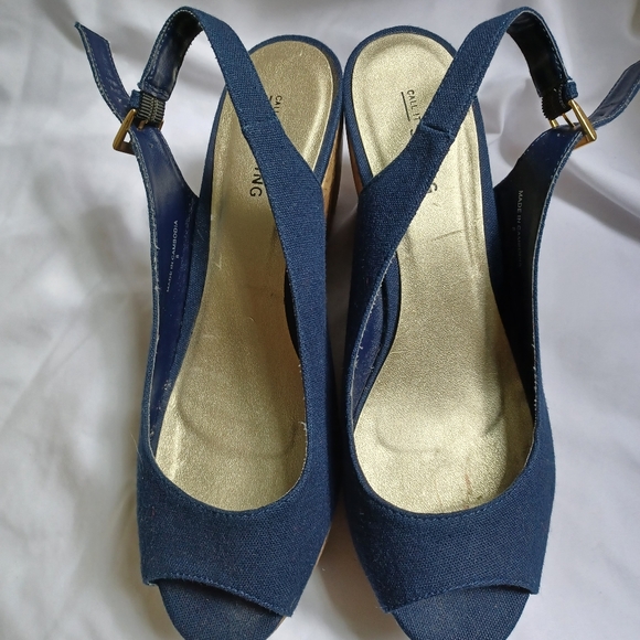 Call It Spring Navy Wedge Sandals - Picture 2 of 4
